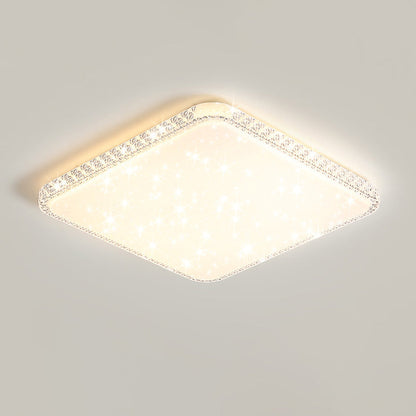 Modern Luxury Mounted Star Crystal Round Square Acrylic Iron LED Flush Mount Ceiling Light For Bedroom