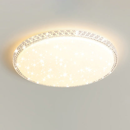 Modern Luxury Mounted Star Crystal Round Square Acrylic Iron LED Flush Mount Ceiling Light For Bedroom