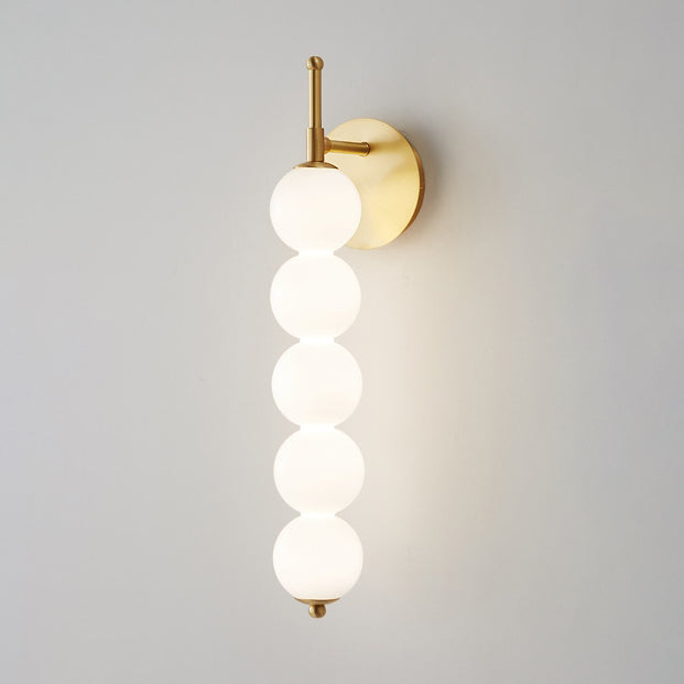 Candied Shape Beaded Glass Ball Brass LED Wall Sconce Lamp