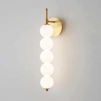 Candied Shape Beaded Glass Ball Brass LED Wall Sconce Lamp