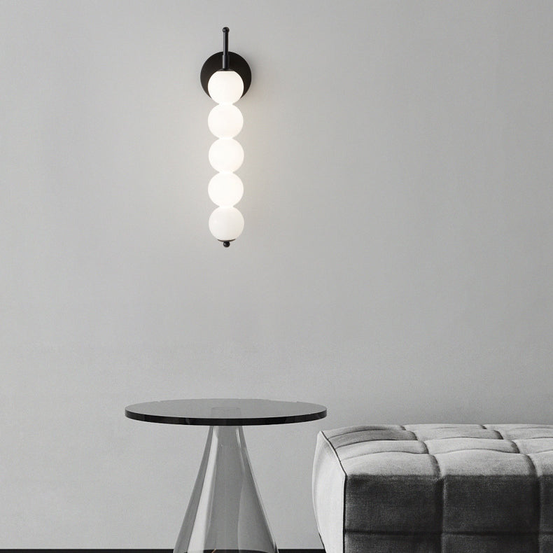 Candied Shape Beaded Glass Ball Brass LED Wall Sconce Lamp