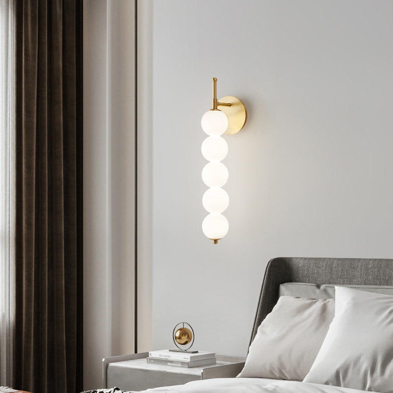 Candied Shape Beaded Glass Ball Brass LED Wall Sconce Lamp