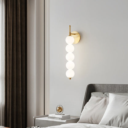 Candied Shape Beaded Glass Ball Brass LED Wall Sconce Lamp