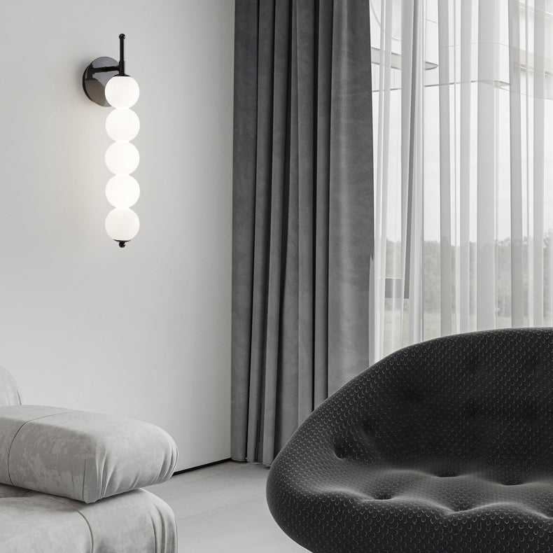 Candied Shape Beaded Glass Ball Brass LED Wall Sconce Lamp