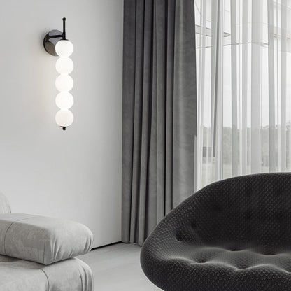 Candied Shape Beaded Glass Ball Brass LED Wall Sconce Lamp