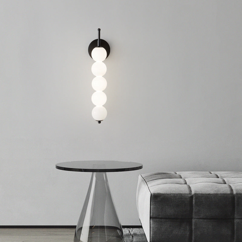 Candied Shape Beaded Glass Ball Brass LED Wall Sconce Lamp