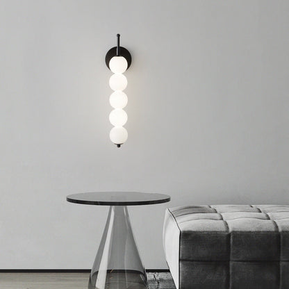 Candied Shape Beaded Glass Ball Brass LED Wall Sconce Lamp