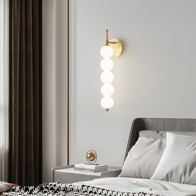 Candied Shape Beaded Glass Ball Brass LED Wall Sconce Lamp