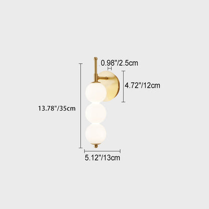 Candied Shape Beaded Glass Ball Brass LED Wall Sconce Lamp