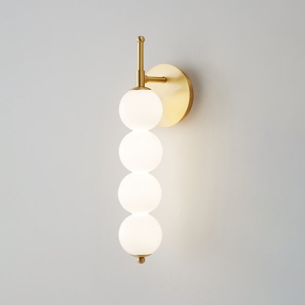 Candied Shape Beaded Glass Ball Brass LED Wall Sconce Lamp