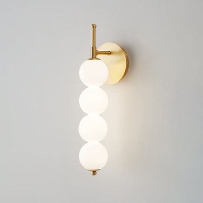 Candied Shape Beaded Glass Ball Brass LED Wall Sconce Lamp
