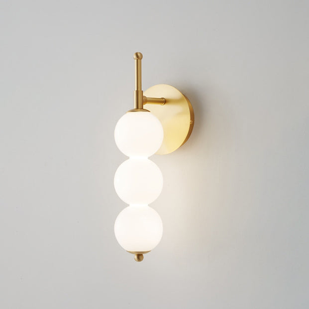 Candied Shape Beaded Glass Ball Brass LED Wall Sconce Lamp