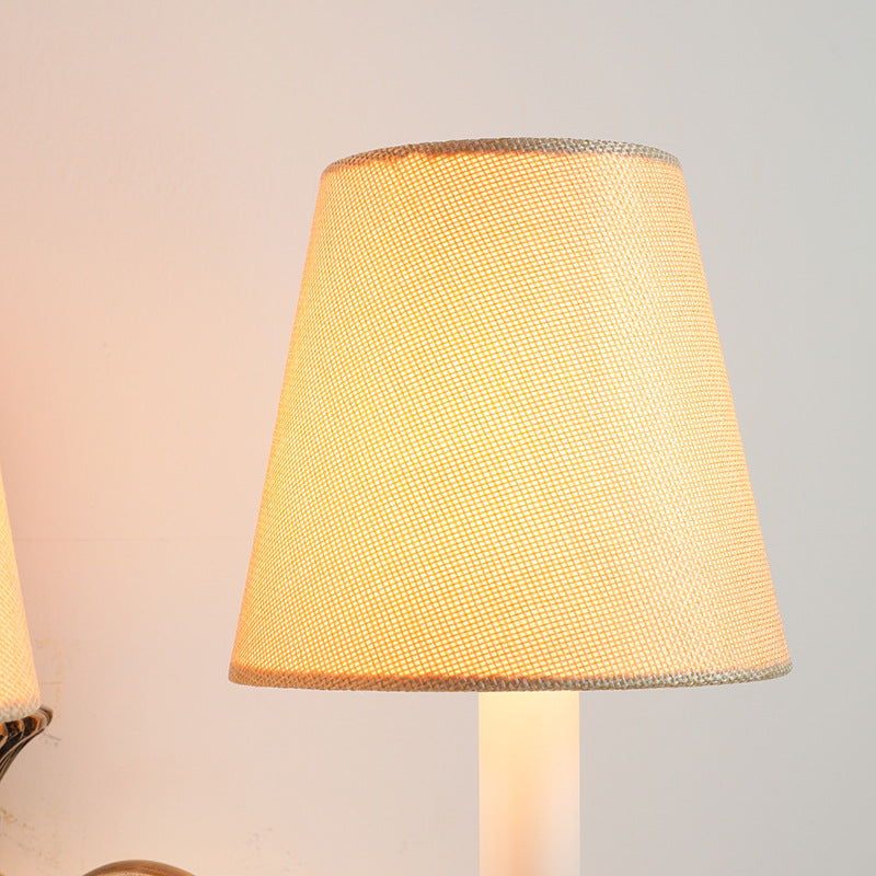 Brass Fabric Cylinder Shade 2-Light Wall Sconce Lamp