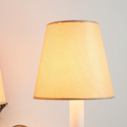 Brass Fabric Cylinder Shade 2-Light Wall Sconce Lamp