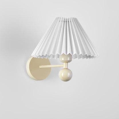 Nordic Drum Pleated Fabric Iron 1-Light Wall Sconce Lamp