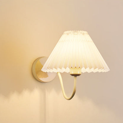 Nordic Drum Pleated Fabric Iron 1-Light Wall Sconce Lamp