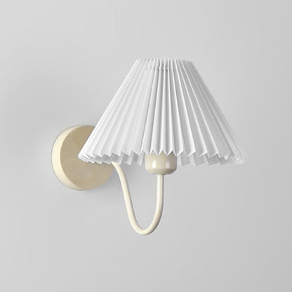 Nordic Drum Pleated Fabric Iron 1-Light Wall Sconce Lamp