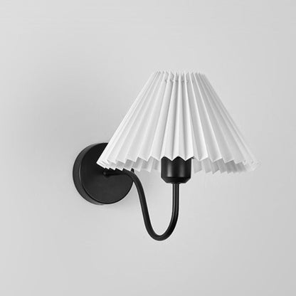 Nordic Drum Pleated Fabric Iron 1-Light Wall Sconce Lamp