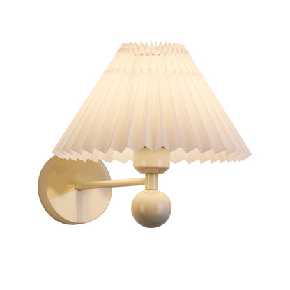 Nordic Drum Pleated Fabric Iron 1-Light Wall Sconce Lamp