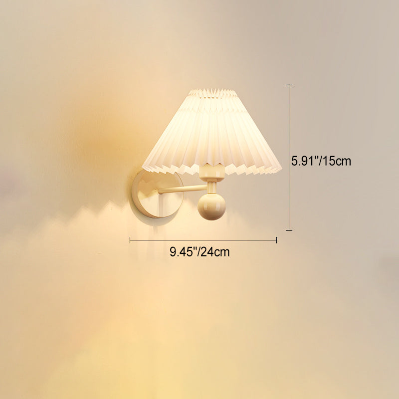 Nordic Drum Pleated Fabric Iron 1-Light Wall Sconce Lamp