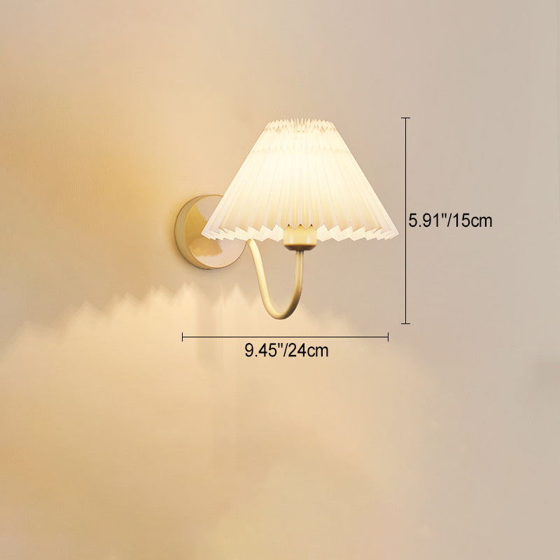 Nordic Drum Pleated Fabric Iron 1-Light Wall Sconce Lamp