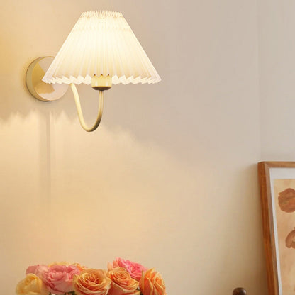 Nordic Drum Pleated Fabric Iron 1-Light Wall Sconce Lamp