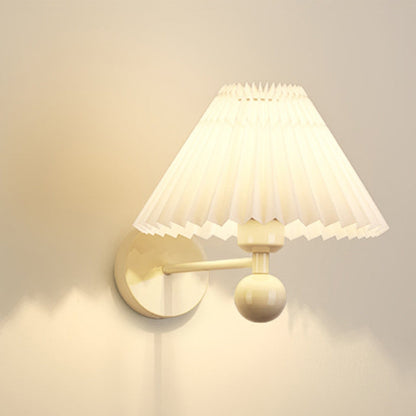 Nordic Drum Pleated Fabric Iron 1-Light Wall Sconce Lamp
