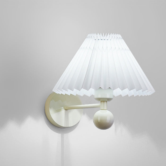 Nordic Drum Pleated Fabric Iron 1-Light Wall Sconce Lamp