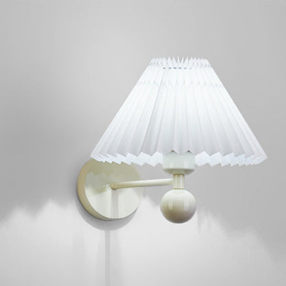 Nordic Drum Pleated Fabric Iron 1-Light Wall Sconce Lamp