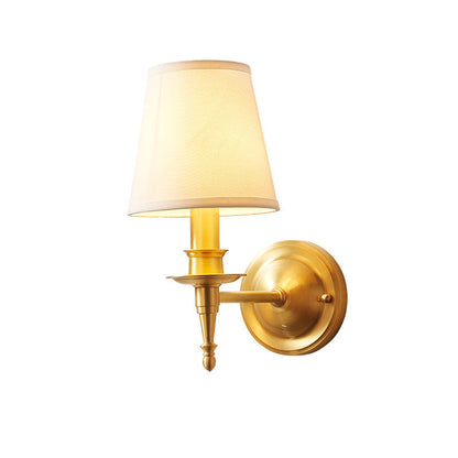 Brass Fabric Cylinder Shade 1/2-Light Wall Sconce Lamp