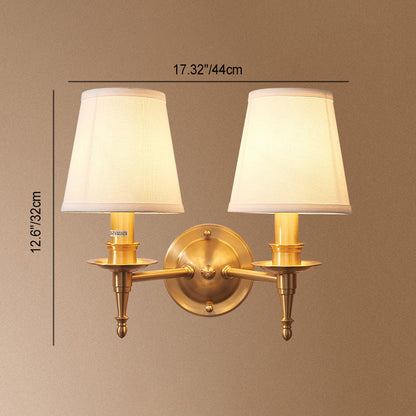 Brass Fabric Cylinder Shade 1/2-Light Wall Sconce Lamp