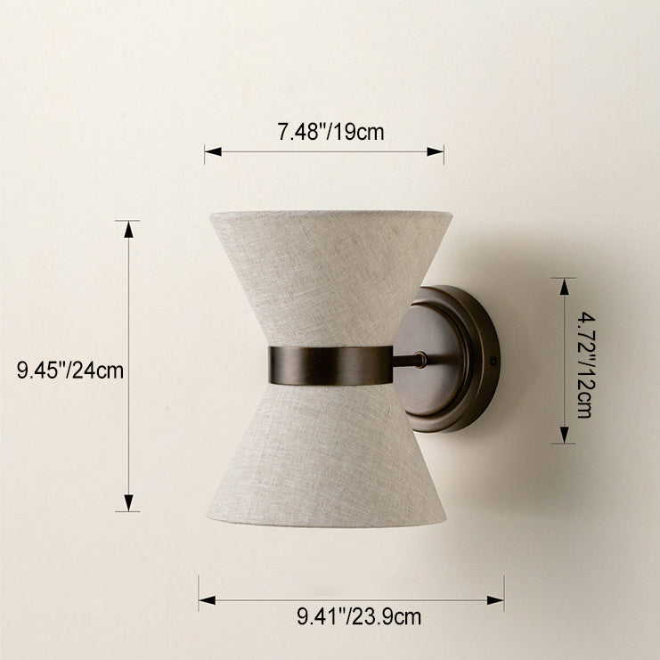 Japanese Shape Fabric Iron 2-Light Wall Sconce Lamp