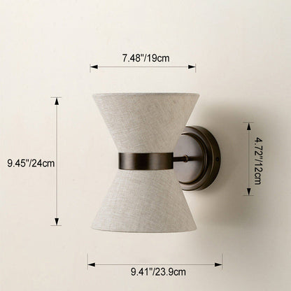 Japanese Shape Fabric Iron 2-Light Wall Sconce Lamp
