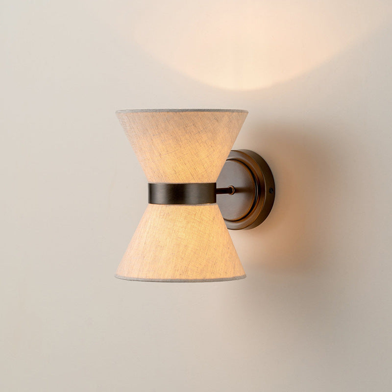 Japanese Shape Fabric Iron 2-Light Wall Sconce Lamp