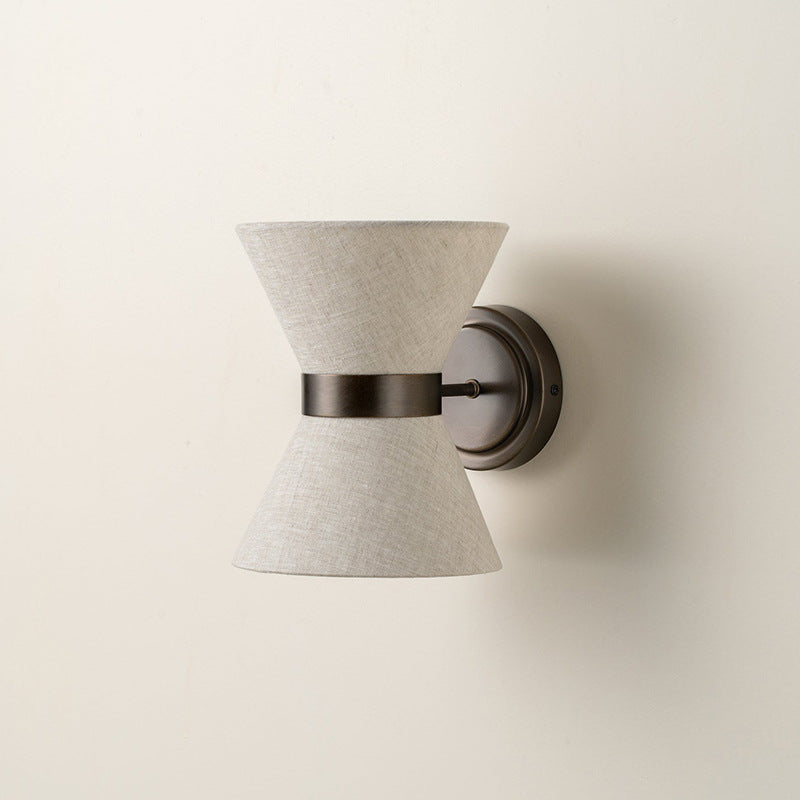 Japanese Shape Fabric Iron 2-Light Wall Sconce Lamp