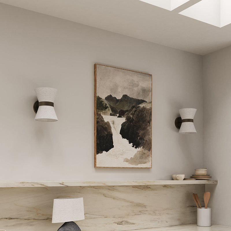 Japanese Shape Fabric Iron 2-Light Wall Sconce Lamp