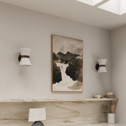 Japanese Shape Fabric Iron 2-Light Wall Sconce Lamp