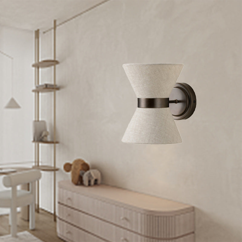 Japanese Shape Fabric Iron 2-Light Wall Sconce Lamp