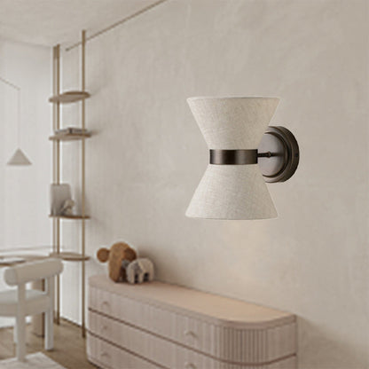 Japanese Shape Fabric Iron 2-Light Wall Sconce Lamp