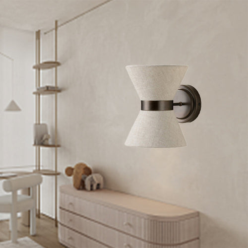 Japanese Shape Fabric Iron 2-Light Wall Sconce Lamp