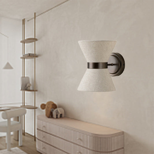 Japanese Shape Fabric Iron 2-Light Wall Sconce Lamp