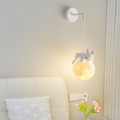 Kids Bear Animal Iron Resin PLA 1-Light Wall Sconce Lamp