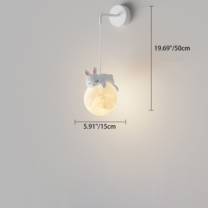 Kids Bear Animal Iron Resin PLA 1-Light Wall Sconce Lamp