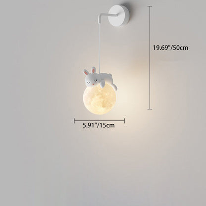 Kids Bear Animal Iron Resin PLA 1-Light Wall Sconce Lamp