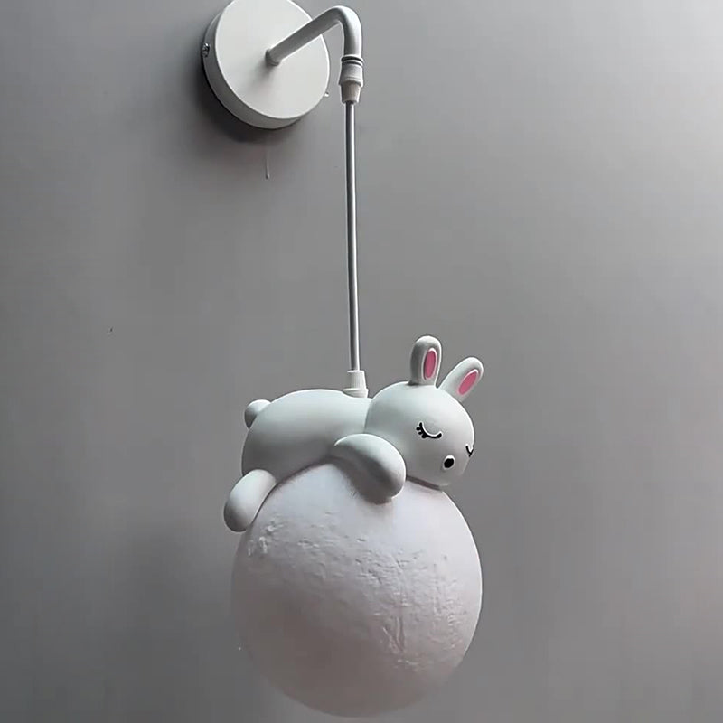 Kids Bear Animal Iron Resin PLA 1-Light Wall Sconce Lamp