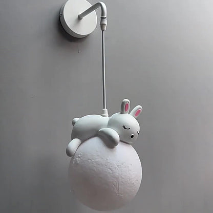 Kids Bear Animal Iron Resin PLA 1-Light Wall Sconce Lamp