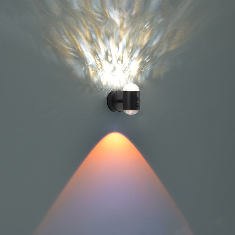 Cylinder Sunrise Sunset Iron USB LED Wall Sconce Lamp