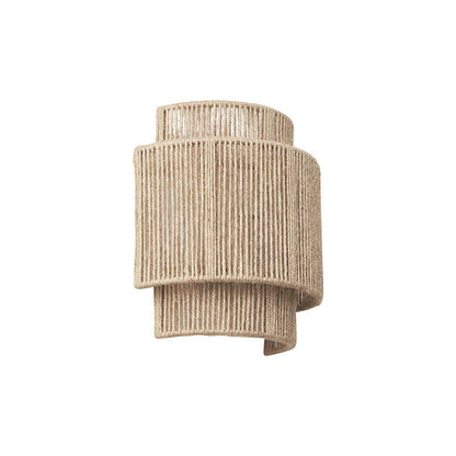 Boho Iron Hemp Rope Half Cylinder 1-Light Wall Sconce Lamp