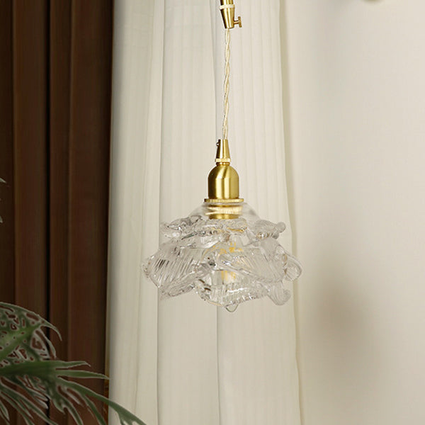 Luxury Rose Glass Brass 1-Light Wall Sconce Lamp
