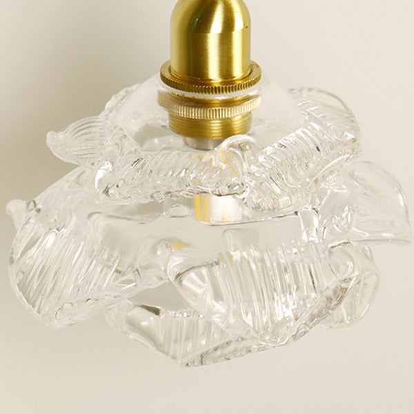 Luxury Rose Glass Brass 1-Light Wall Sconce Lamp